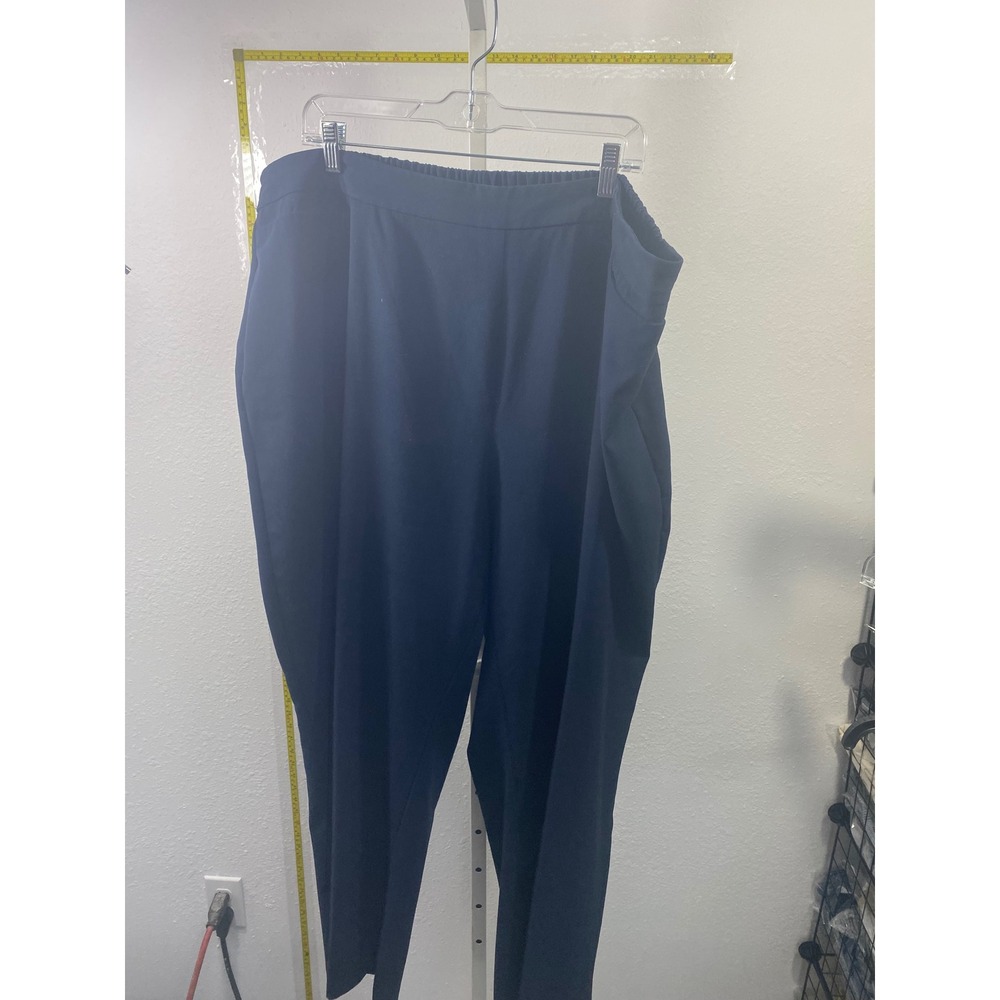 Catherines Navy Blue Pull On Dress Pants Womens 3X 26/28W Elastic Waist Tapered